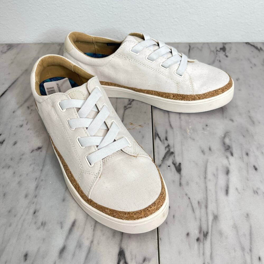 Revitalign Hermosa Cream Canvas Sneakers Women’s 8.5W Comfort Cork Sole Shoes - Picture 7 of 9